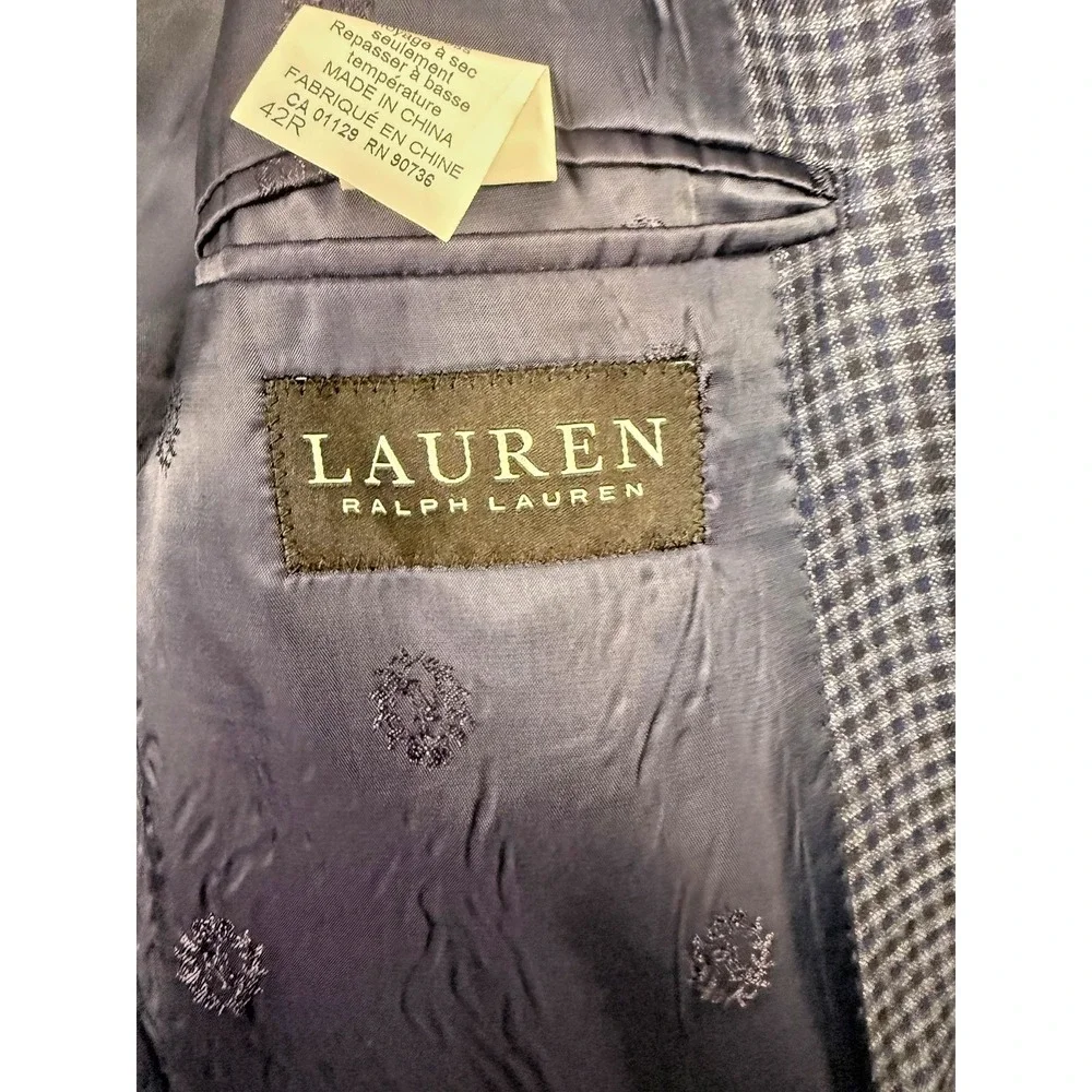 Lauren Ralph Lauren Sport Blazer Mens 42‎ Blue Herringbone Tweed Business Work